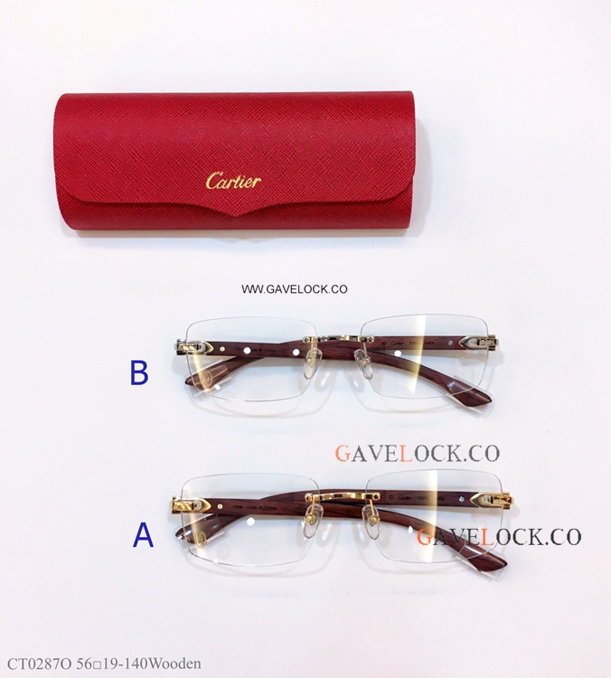 Première de Cartier ct0287o Eyewear Wooden-leg Rimless Eyeglasses